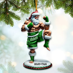 Maxcorners Custom Name Muay Thai Ornament, Muay Thai Santa Christmas Gift 2D Flat LM2111