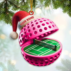 Maxcorners Custom Name Pickle Ball Ornament, Pickle Ball Love Christmas Decoration 2D Flat LM2111