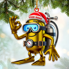 Maxcorners Custom Name Diving Santa Ornament, Dive Lover Christmas Gift90 2D Flat LM2111