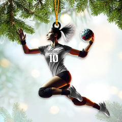 Maxcorners Custom Name and Number Woman Handball Ornament, Christmas Gift Decoration 2D Flat LM2111