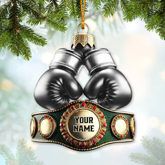 Maxcorners Custom Name Boxing Champion Ornament, Boxing Lover Christmas Gift 2D Flat LM2111