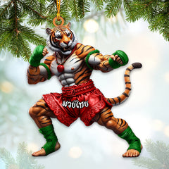 Maxcorners Custom Name Muay Thai Ornament, Muay Thai Santa Christmas Gift 2D Flat LM2211