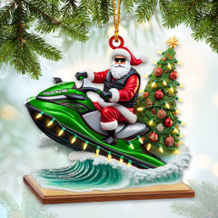 Maxcorners Custom Name Santa Jet Ski Ornament, Christmas Gift Decoration 2D Flat LM2111