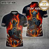 Maxcorners Bowling Shirt Viking Warrior Flame Multicolor Options Personalized Name, Team Name 3D Shirt (4 Colors)