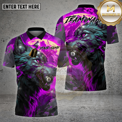 Maxcorners Billiards Shirt Wolf Flame 8 Ball Fire Theme Multioptions Personalized Name, Team Name Unisex 3D Shirt