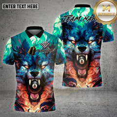 Maxcorners Billiards Shirt Flame Wolf 8 Ball Multioptions Personalized Name, Team Name Unisex 3D Shirt
