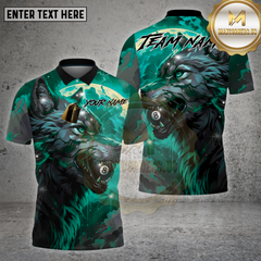 Maxcorners Billiards Shirt Wolf Flame 8 Ball Fire Theme Multioptions Personalized Name, Team Name Unisex 3D Shirt