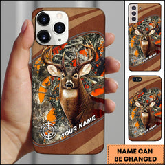 Maxcorners Deer Hunting Orange Camo Wildlife Art Personalized Name Phone Case