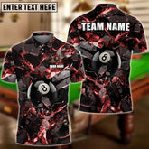 Maxcorners Billiards 8 Ball Dark Material Multicolor Options Personalized Name, Team Name 3D Polo Shirt (6 Colors)