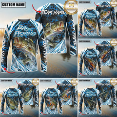 Maxcorners Freshwater Fishing Modern Hexagon Water Splash Personalized Name, Team Name 3D Long Sleeve Shirt