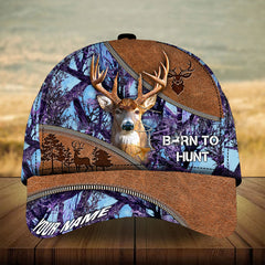 Maxcorners Epic Art Deer Hunting Zip Leather Pattern 3D Multicolor Personalized Cap