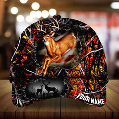 Maxcorners Epic Deer Hunting Art US Flag Camo Pattern 3D Multicolor Personalized Cap