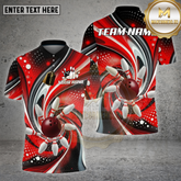 Maxcorners Bowling Shirt – Black Gold Industrial Strike Ball & Pins Explosion 3D Design – Multi Options Personalized Name, Team Name 3D Shirt