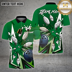 Maxcorners Bowling Shirt β Red Comic Pop-Art Strike Pins & Ball Cartoon Style β Personalized Name, Team Name 3D Shirt