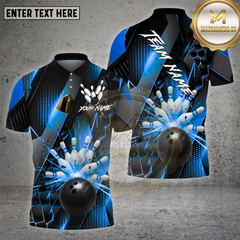 Maxcorners Bowling Shirt β Gold Metallic Pins & Ball Luxury Pattern 3D Design β Personalized Name, Team Name 3D Shirt