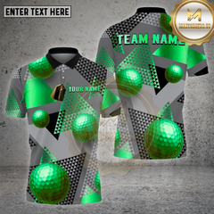 Maxcorners Golf Shirt β Gold Geometric Pattern with 3D Golf Balls β Personalized Name, Team Name Polo