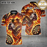 Maxcorners Dartboard Fire Bulldog Flame Art Design Multi Options Personalized Name Team Name 3D Shirt