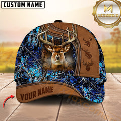 Maxcorners Deer Hunting Leather Edge Natural Camo Custom Name 3D Cap ( 6 colors)
