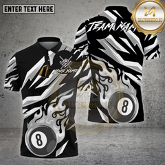 Maxcorners Billiards Shirt Golden Flame 8 Ball Lightning Strike Multioptions Personalized Name, Team Name Unisex 3D Shirt