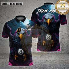 Maxcorners Billiards Shirt American Eagle Moonlight 8 Ball Multioptions Personalized Name, Team Name Unisex 3D Shirt