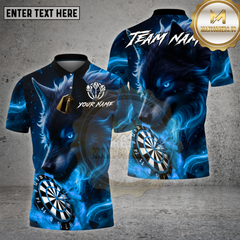 Maxcorners Darts Shirt Flame Wolf Light Dartboard Multioptions Personalized Name, Team Name Unisex 3D Shirt