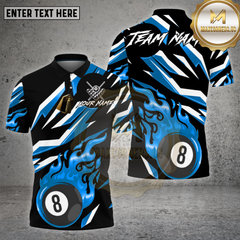 Maxcorners Billiards Shirt Golden Flame 8 Ball Lightning Strike Multioptions Personalized Name, Team Name Unisex 3D Shirt