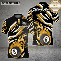 Maxcorners Billiards Shirt Golden Flame 8 Ball Lightning Strike Multioptions Personalized Name, Team Name Unisex 3D Shirt