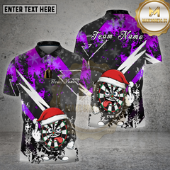 Maxcorners Darts Christmas Crazy Board Santa Hat Multicolor Options Personalized Name, Team Name Unisex 3D Shirt