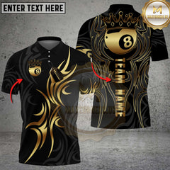 Maxcorners Billiards Shirt Royal Crown Gold 8 Ball Multioptions Personalized Name, Team Name Unisex 3D Shirt