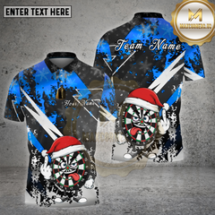 Maxcorners Darts Christmas Crazy Board Santa Hat Multicolor Options Personalized Name, Team Name Unisex 3D Shirt
