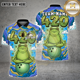 Maxcorners Bowling Zen Frog 420 Trippy Multicolor Options Personalized Name, Team Name Unisex 3D Shirt