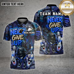 Maxcorners Bowling Shirt Graffiti Never Give Up Multioptions Personalized Name, Team Name Unisex 3D Shirt (4 Colors)