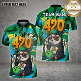 Maxcorners Bowling Chill Panda 420 Smoke Multicolor Options Personalized Name, Team Name Unisex 3D Shirt