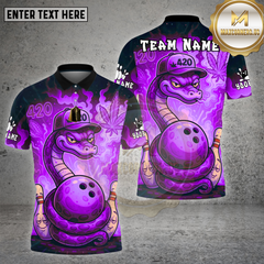 Maxcorners Bowling Snake 420 Neon Leaf Multicolor Options Personalized Name, Team Name Unisex 3D Shirt