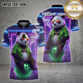 Maxcorners Bowling Panda 420 Retro Neon Glow Multicolor Options Personalized Name, Team Name Unisex 3D Shirt