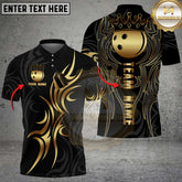 Maxcorners Bowling Shirt Royal Crown Gold Bowling Ball Multioptions Personalized Name, Team Name Unisex 3D Shirt