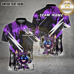 Maxcorners Bowling Fire King Ball Crown Flame Silver Multicolor Options Personalized Name, Team Name Unisex 3D Shirt