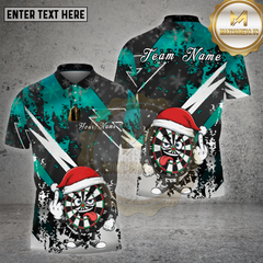Maxcorners Darts Christmas Crazy Board Santa Hat Multicolor Options Personalized Name, Team Name Unisex 3D Shirt