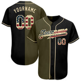 Maxcorners Custom Black Vintage USA Flag-Olive Premium Two Tone Baseball Jersey LM0210