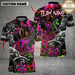 Maxcorners Darts Shirt Wolf Design Dark Graffiti Style Customized Name, Team Name 3D Shirt