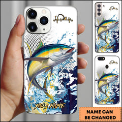 Maxcorners Tuna Fishing Jumping Tuna Water Splash Halftone Art Personalized Name Phone Case