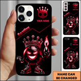 Maxcorners Bowling Phone Case Dark King Bowling Ball Blue Flame Luxury Art Personalized Name Phone Case | Red