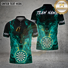 Maxcorners Darts Shirt Flaming Wolf Fire Chains Dartboard Multioptions Personalized Name, Team Name Unisex 3D Shirt (4 Colors)