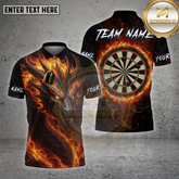 Maxcorners Darts Shirt Dragon Fire Inferno Dartboard Multioptions Personalized Name, Team Name Unisex 3D Shirt (4 Colors)