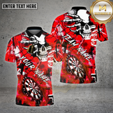 Maxcorners Darts Shirt Skull Hand Lightning Dartboard Multioptions Personalized Name, Team Name Unisex 3D Shirt (4 Colors)