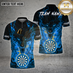 Maxcorners Darts Shirt Flaming Wolf Fire Chains Dartboard Multioptions Personalized Name, Team Name Unisex 3D Shirt (4 Colors)