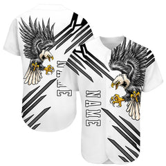 Maxcorners Custom White White-Black 3D Eagle Authentic Baseball Jersey
LM0609