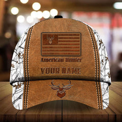 Maxcorners The Best American Deer Hunting Leather Pattern 3D Multicolor Personalized Cap