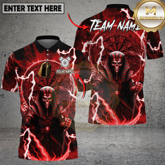 Maxcorners Darts Polo Shirt Pharaoh Skull Lightning Dartboard Design Multioptions Personalized Name, Team Name Unisex 3D Shirt (4 Colors)