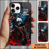 Maxcorners Bowling Phone Case Patriotic Bald Eagle American Flag Wings Bowling Strike Art Personalized Name Phone Case